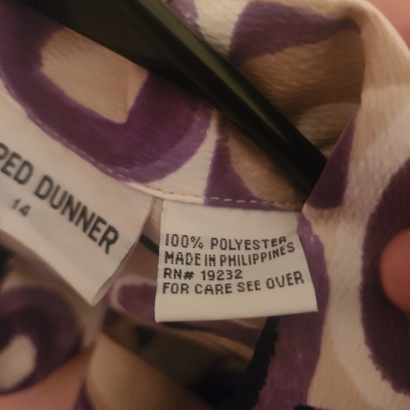 Vintage Alfred Dunner Printed Button Down Long Sleeves  W/ Shoulder Pads Size 14 - Picture 5 of 5